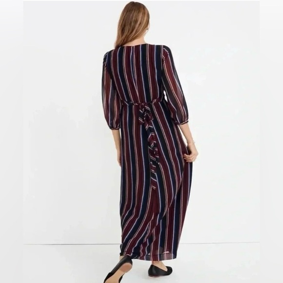 💫HP‼️💫 MADEWELL Wrap-Around Maxi Dress in Stockdale Stripe, Size 6 - Picture 3 of 12